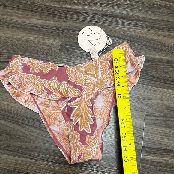 NWT P2F Women's Swim Bikini Bottom ONLY size xs floral ruffled - Picture 5 of 7